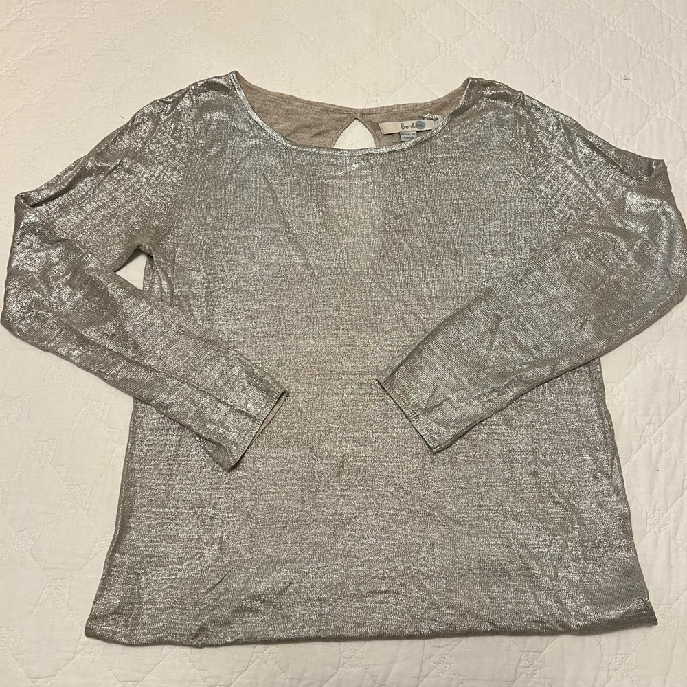 Boden Silver/Metallic Linen Sweat with keyhole back